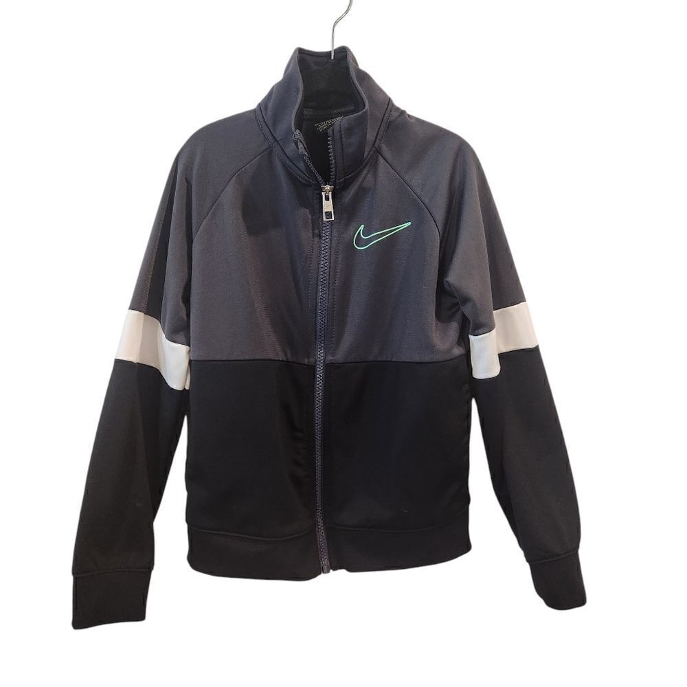 NIKE boys track suit jacket size large 7 blue black